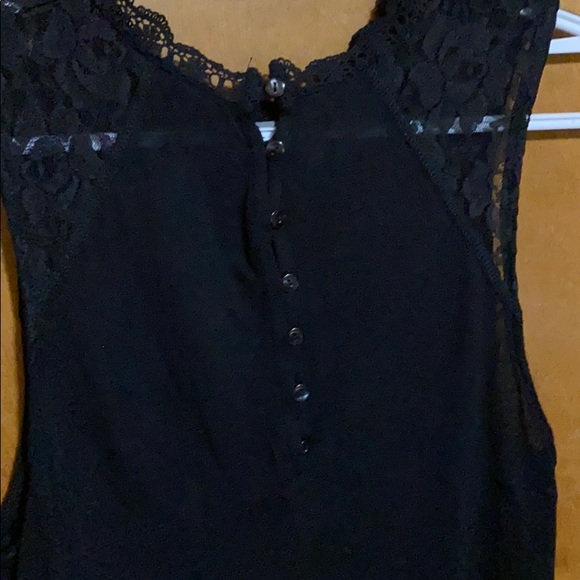 Black Button Back Lace Top - Picture 3 of 4